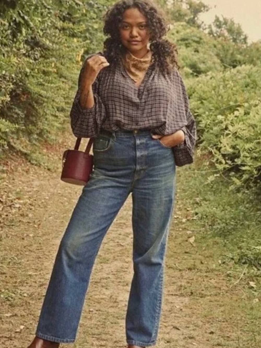 DÔEN Jane Blouse Midnight Blue St. Germain Plaid